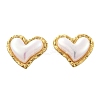 201 Stainless Steel Heart Stud Earrings EJEW-P304-03G-4