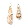 2Pcs Electroplated Natural Quartz Crystal Dyed Copper Wire Wrapped Pendants PALLOY-JF03173-02-1