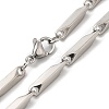 201 Stainless Steel Rectangle Bar Link Chain Necklace NJEW-Q316-01B-P-2