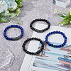 4Pcs 4 Style Natural Lapis Lazuli & Glass Beaded Stretch Bracelets Set BJEW-FI0001-56-5