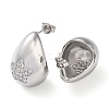 Teardrop with Star Brass Micro Pave Clear Cubic Zirconia Stud Earrings EJEW-A034-03P-2