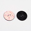 2-Hole Flat Round with Leaf Pattern Acrylic Buttons BUTT-F055-07D-2