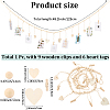 Wooden Bead Garland Hanging Photo Display with Clips DIY-WH20002-611B-2