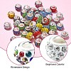 100Pcs 10 Colors Polymer Clay Rhinestone European Large Hole Beads with Silver Color Plated Brass Cores FIND-YW0004-88-3