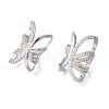 Brass Micro Pave Clear Cubic Zirconia Butterfly Cuff Earrings EJEW-P322-16P-4