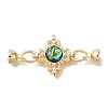Brass & Abalone & Shell Fold Over Clasps KK-K389-131G-1