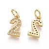 Brass Micro Pave Clear Cubic Zirconia Charms ZIRC-L092-02-G-2