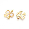 Brass Pave Natural Shell Pendants KK-N257-49G-2