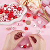 Valentine's Day Spray Painted Natural Wood Beads WOOD-SP0001-26-3