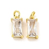 Brass Micro Pave Clear Cubic Zirconia Charms KK-G490-21G-1