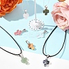 DIY Natural & Synthetic Gemstone Cross Pendant & Waxed Cord Pendant Necklace Making Kits DIY-FS0008-46-7