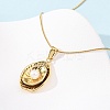 304 Stainless Steel & Acrylic Imitation Pearl Oval Pendant Snake Chain Necklaces for Women NJEW-F354-05G-4