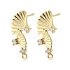 Brass Micro Pave Cubic Zirconia Stud Earring Findings LS-KK-K371-44G-1