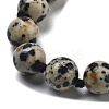 8.5mm Round Natural Dalmatian Jasper Beaded Necklaces NJEW-F327-02A-02-2