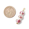 3Pcs Handmade Flower Printed Porcelain Ceramic Pendants PALLOY-JF03974-2