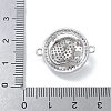 Rack Plating Brass Micro Pave Clear Cubic Zirconia Flat Round with Leopard Connector Charms KK-A234-061P-3