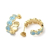 Smiling Face Real 18K Gold Plated Brass Stud Earrings EJEW-L268-016G-01-2