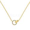 Round Ring 925 Sterling Silver Pave Cubic Zirconia Pendant Necklaces for Women NJEW-F338-05G-2