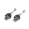 Skull 316 Surgical Stainless Steel Dangle Belly Button Rings EJEW-G416-02AS-4