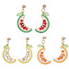 304 Stainless Steel Glass Fruit Dangle Stud Earrings EJEW-MZ00524-2