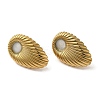 Ion Plating(IP) 304 Stainless Steel Textured Teardrop Stud Earrings EJEW-C114-20G-2