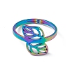 Ion Plating(IP) 201 Stainless Steel Hollow Out Leaf Adjustable Ring for Women RJEW-C045-05M-2