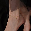 304 Stainless Steel Round Ball Tassel Dapped Chain Anklets for Women LS-AJEW-G070-01G-1