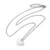 304 Stainless Steel Cable Chain White Heart Glass Pendant Necklaces NJEW-Z041-01P-2