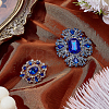 2Pcs 2 Styles Oval & Flower Alloy Rhinestone Lapel Pins for Backpack Clothes JEWB-AR0001-22-4