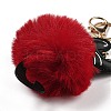 Cute Cat PU Leather & Imitate Rex Rabbit Fur Ball Keychain KEYC-C005-01E-3