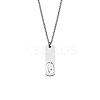 304 Stainless Steel Rectangle with Laser Cut Initial Pendant Necklaces FS-WG71FEF-21-1