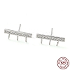 Rhodium Plated Rectangle 925 Sterling Silver Micro Pave Clear Cubic Zirconia Stud Earring Findings STER-Q192-12P-1