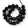 Natural Golden Sheen Obsidian Beads Strands G-S345-8mm-20-3