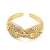 Hip Hop Pig Nose Rack Plating Brass Micro Pave Cubic Zirconia Open Cuff Ring for Women RJEW-F153-04G-2