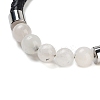 Natural White Moonstone Round Bead Braided Leather Cord Bracelets for Men Women BJEW-A009-11P-05-2
