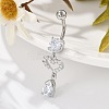 Alloy Crystal Rhinestone Dangle Curved Barbell Belly Rings AJEW-R007-04P-01-3