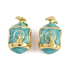 Brass European Enamel Beads KK-D421-09G-1