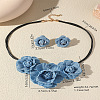 3D Rose Polyester Choker & Stud Earrings Sets FS-WG5AEB6-01-3