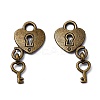 Tibetan Style Padlock and Key Alloy Pendants LS-TIBEP-A11221-AB-NR-1