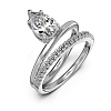 Anti-Tarnish Rhodium Plated 925 Sterling Silver Teardrop Finger Rings RJEW-Z040-07P-1