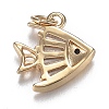 Brass Micro Clear & Black Cubic Zirconia Charms ZIRC-F120-054G-2
