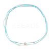 Imitation Pearl White Potato Pendant Adjustable Waxed Cord Necklaces for Women OH8963-4-1