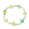 4Pcs 4 Colors Dyed Synthetic Turquoise Round Beads Stretch Bracelets for Women Men BJEW-JB11609-3