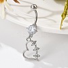 Alloy Crystal Rhinestone Dangle Curved Barbell Belly Rings AJEW-R007-04P-04-3