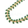 Enamel Ear of Wheat Link Chains Bracelet BJEW-P271-02G-07-2