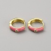 Enamel Hoop Earrings with Clear Cubic Zirconia EJEW-WH0004-39C-1