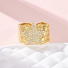 Brass Micro Pave Clear Cubic Zirconia Cuff Rings for Women RJEW-H248-08G-01-2