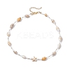 Synthetic Turquoise Starfish & Natural See Shell & Glass Seed Beaded Summer Beach Necklaces NJEW-TA00191-4