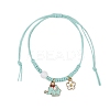 Flower & Elephant Alloy Enamel Charm Bracelets BJEW-JB11696-01-2