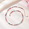 Dyed Faceted Round Natural Agate & Natural Cultured Freshwater Pearl Beaded Necklaces NJEW-JN05817-1